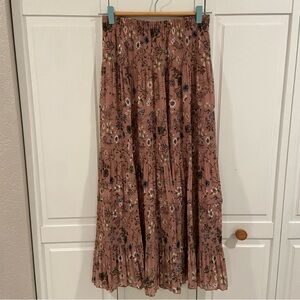 Floral Print Maxi Skirt in Dusty Pink